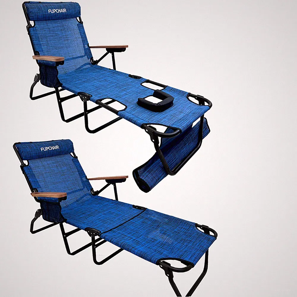 Face Down Tanning Chaise Lounge Chair with Face & Arm Holes - 6 Position - Blue