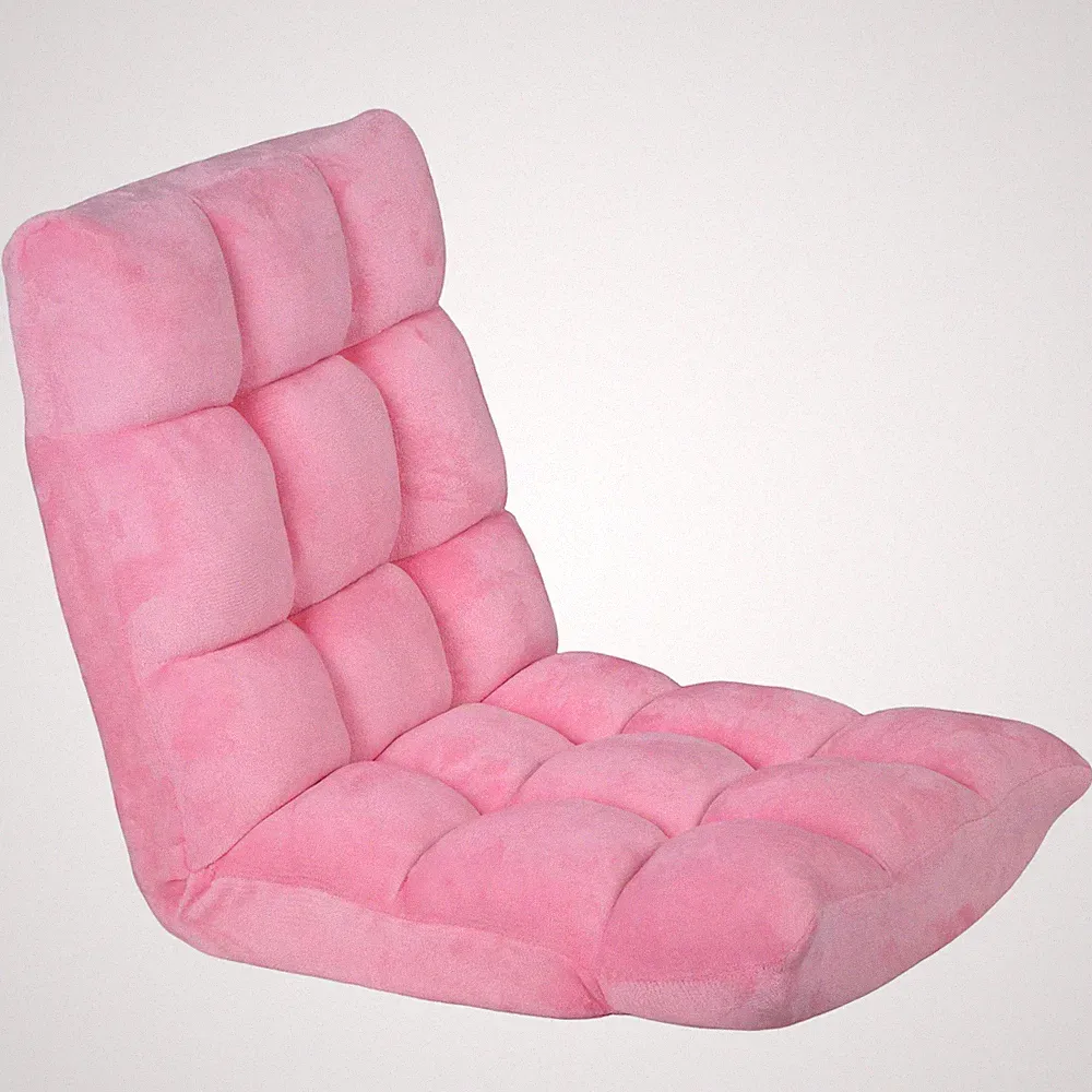 Folding Padded Floor Chair with Back Support Gaming Chair for Relax Pink