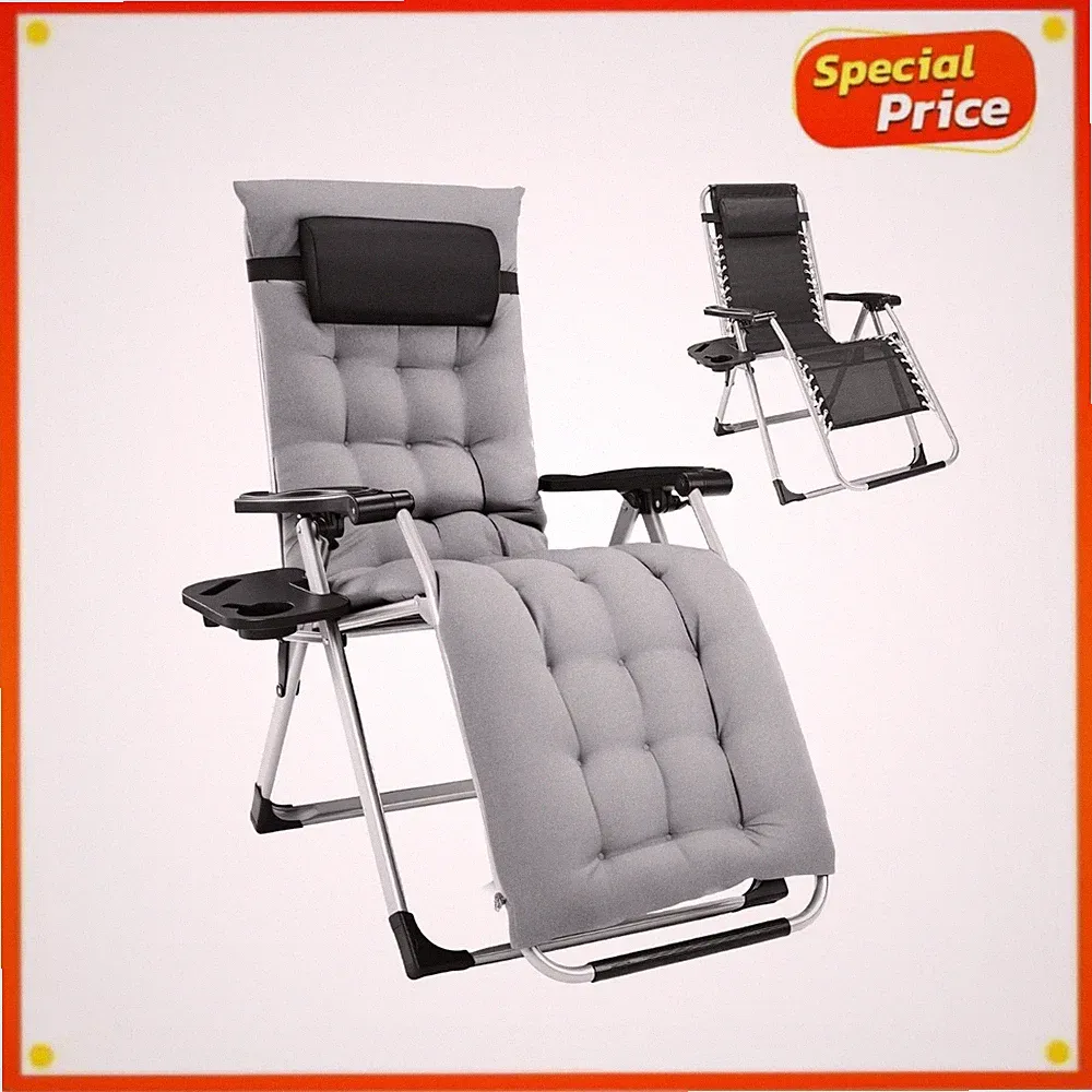 Gianna Zero Gravity Lounge Chair Gray Folding Recliner Patio Chair w Tray