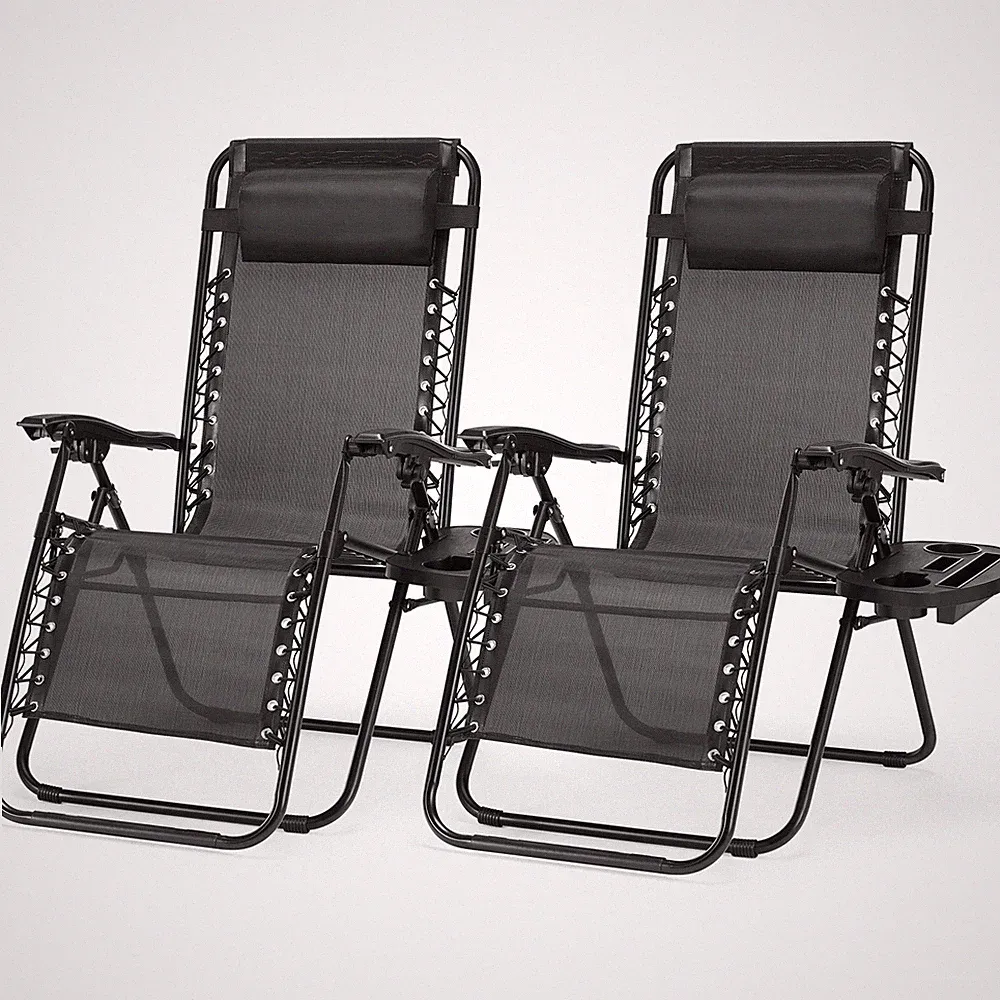 Set of 2 Zero Gravity Lounge Chair, For Folding Patio Recline Garden Beach
