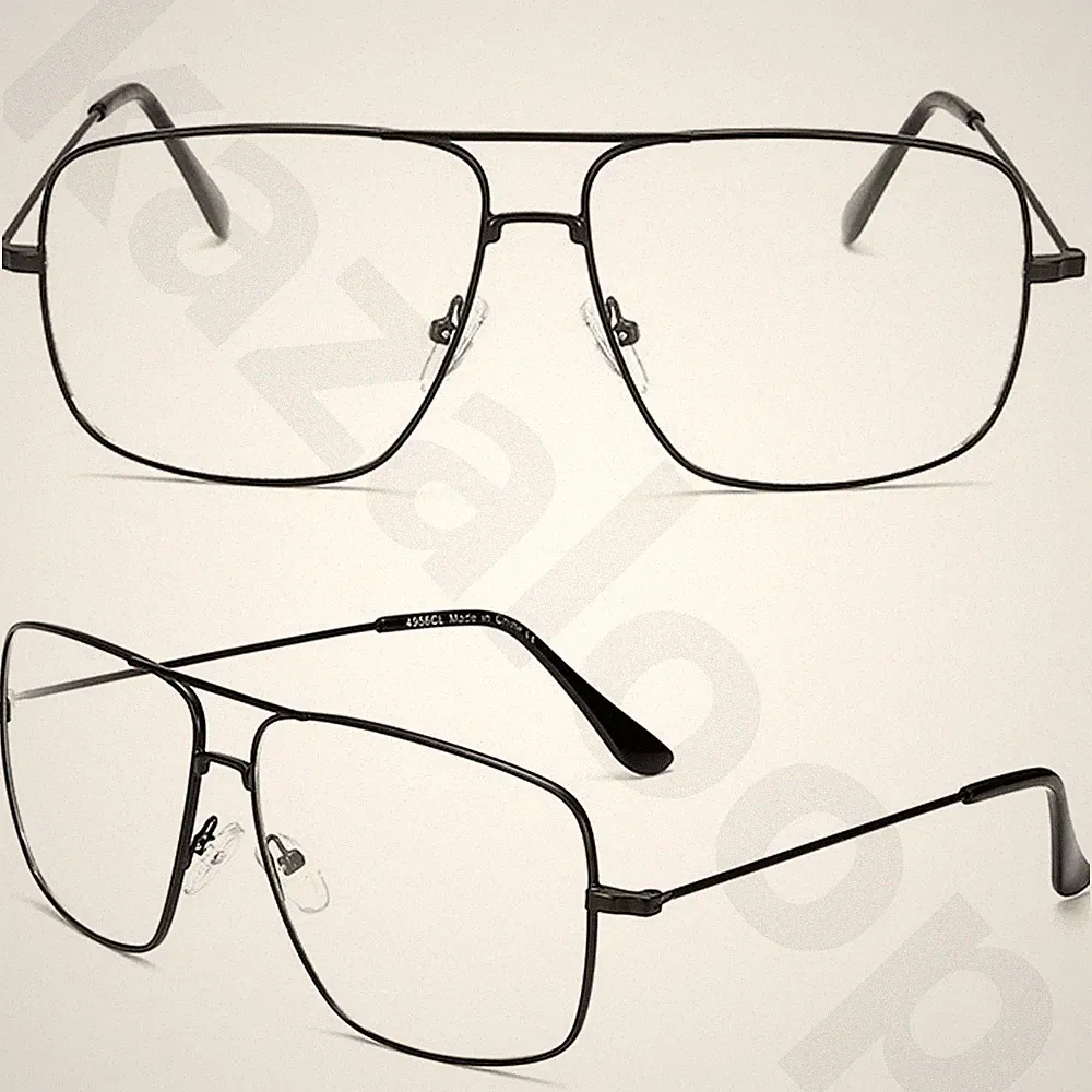 Unisex Large Clear Lens Metal Frame Vintage Retro 80s 70s Fashion Glasses