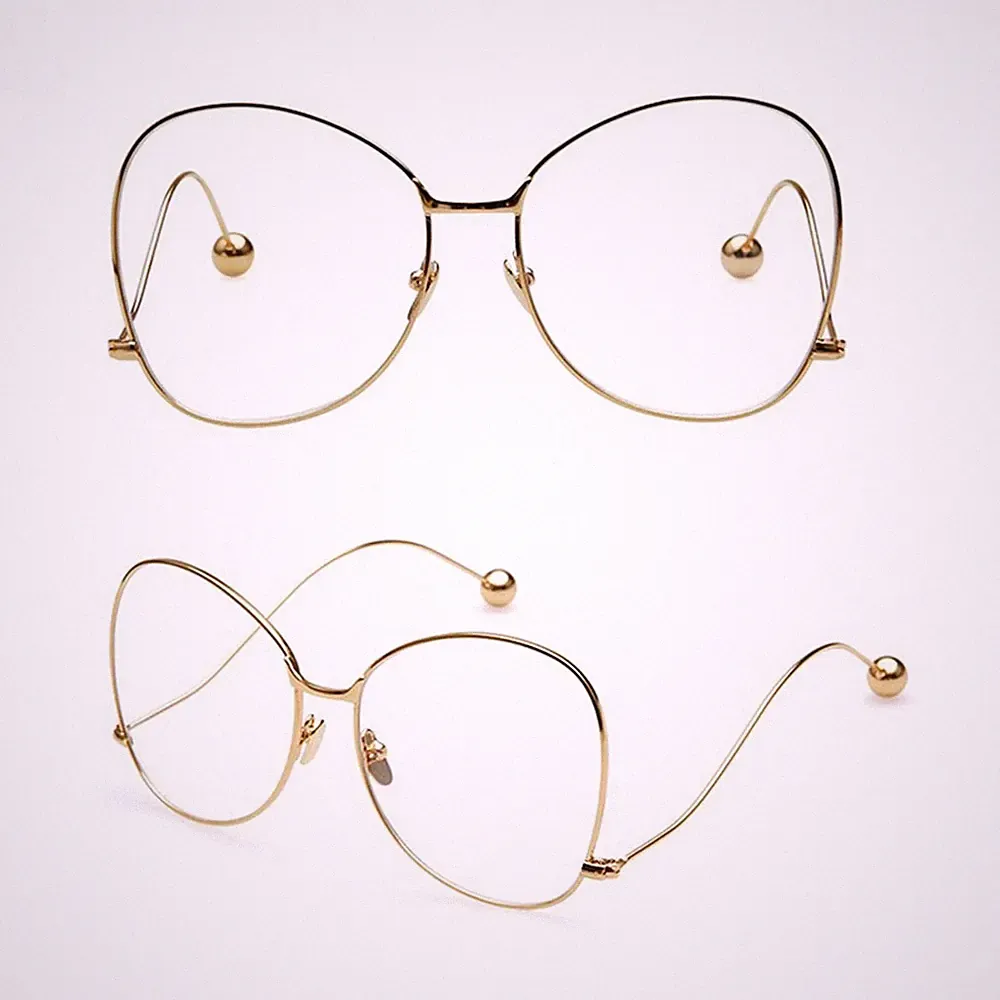 Womens Large Metal Frame Clear lens Vintage Retro Geek Fashion Glasses