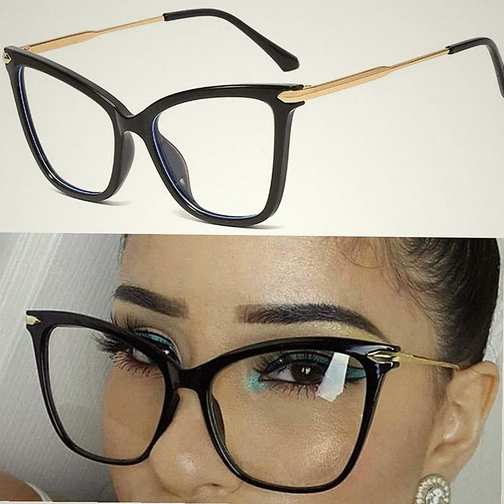 Womens Posh Cat Eye Clear Lens Fashion Large Oversized Glasses